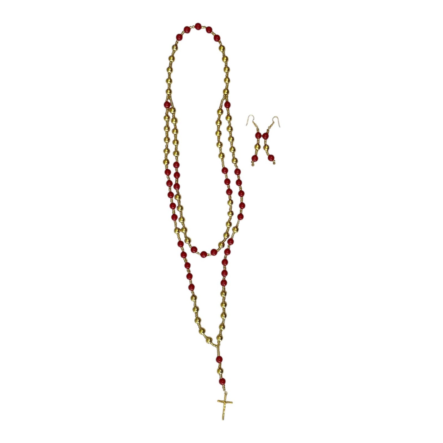 COLLAR DOBLE DORADO/ROJO CON ARO