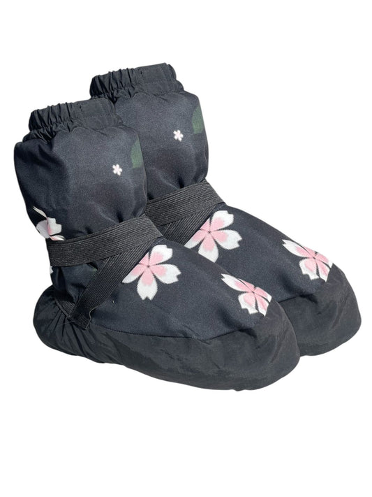 BOTITA CALENTADORA NEGRO FLORES ROSAS